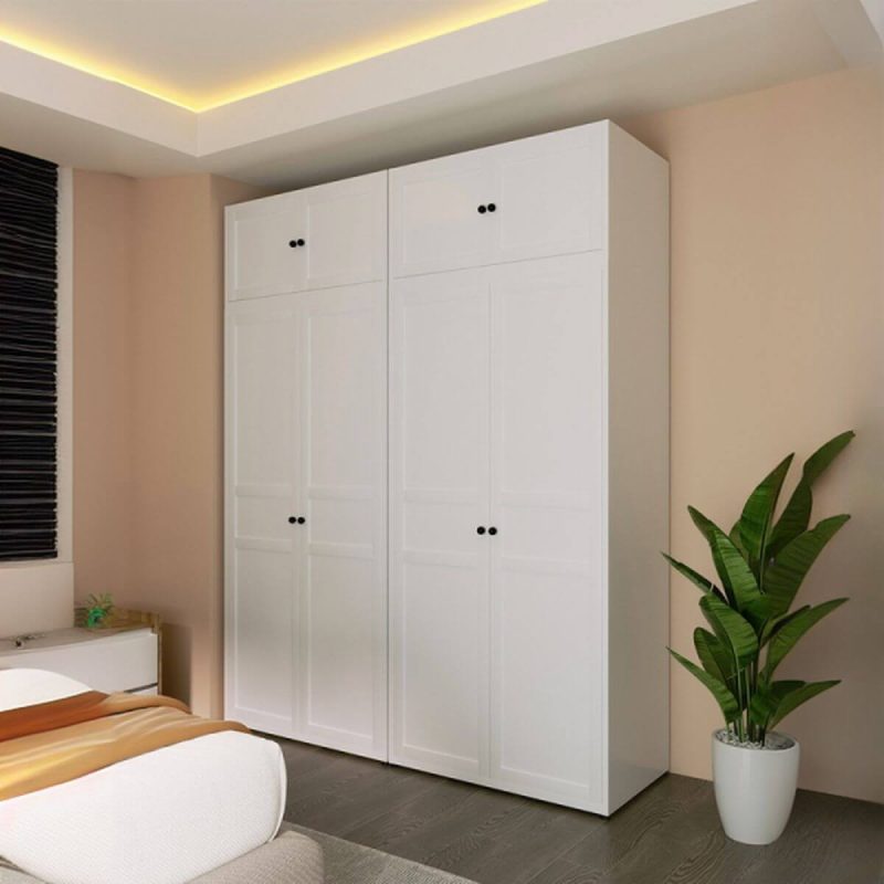 "Simplistic Chalk Steel Wardrobe Closet with Interior Shelves and Hanging Rod, 46"L x 24"W x 99"H"
