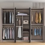 "Dove Grey Contemporary Timber Cabinet Armoire with Soft Close Door, Interior Shelves, and Hanging Rod, Wood Door, 55"L x 24"W x 79"H"