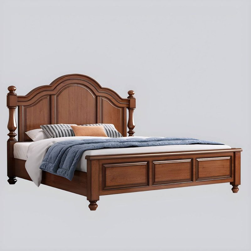 "Mid-Century Modern Standard Bed Solid Wood Panel Bed with Headboard - Lift Up Storage Bed & Mattress 59"W x 79"L"