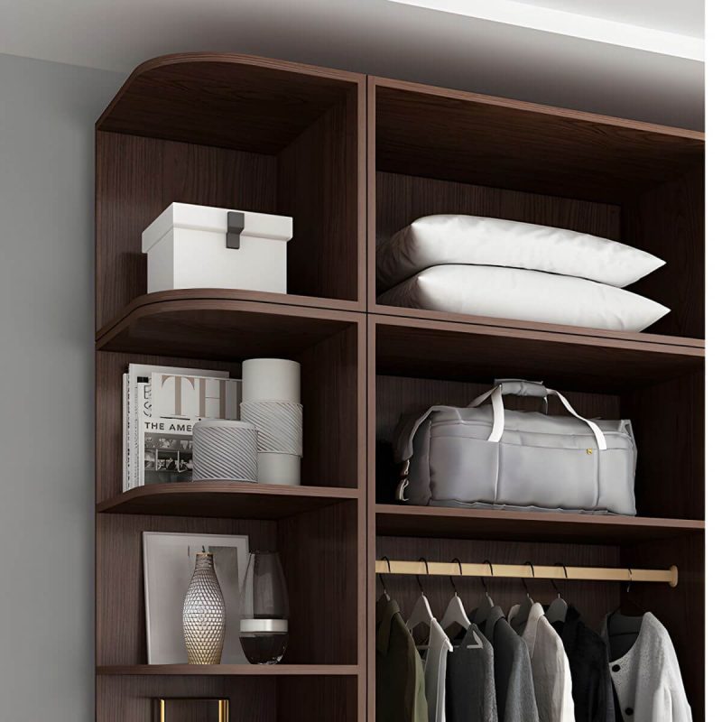"Traditional Wood Wardrobe Armoire with Drawers, Shelves, and Clothing Rod - Grey 94"L x 20"W x 94"H"
