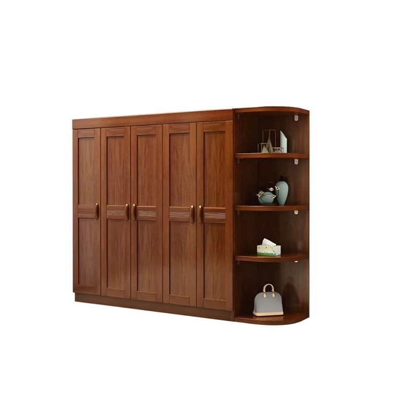 "Wood Brown Rustic Wardrobe Armoire with Drawers & Shelves, Walnut Finish - 79"L x 23"W x 81"H"