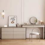 "Vanity Set with Translucent Seat, 8 Drawers, Cushioned Stool, Standing, Large, Synthetic Material, Makeup Vanity (39") & Dresser (51") & Stool & Mirror"