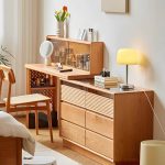 "Modern Style Wooden Dressing Table Rectangular with Drawers and Glass Cabinet - 91"L x 16"W x 29"H"