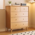 "Contemporary Natural Wood Double Dresser with 3 Tiers, Natural, 47"L x 16"W x 30"H"