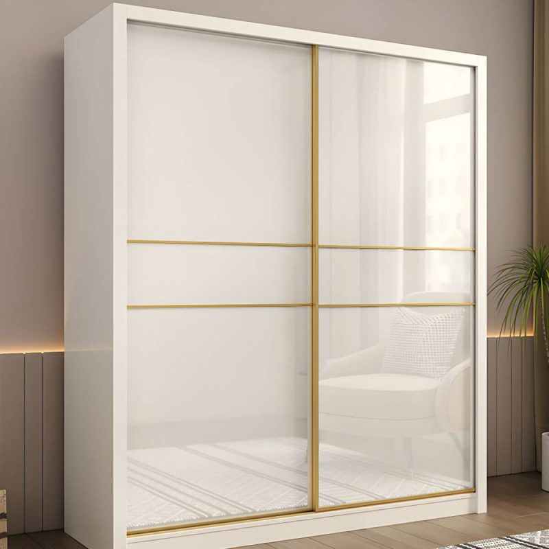 "Contemporary Glossy White Storage Cabinet Manufactured Wood Cabinet for Home - Armoires & Wardrobes 71"L x 23"W x 83"H"