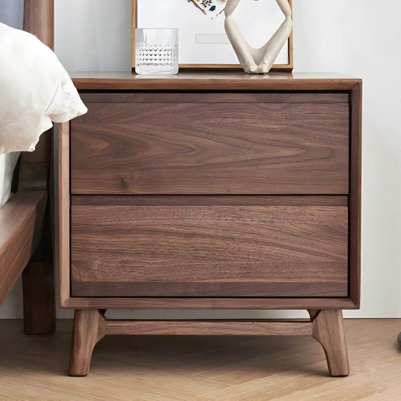 "Good Load Bearing Wood Grain Design Nightstands Solid Wood with Drawer - Pine"
