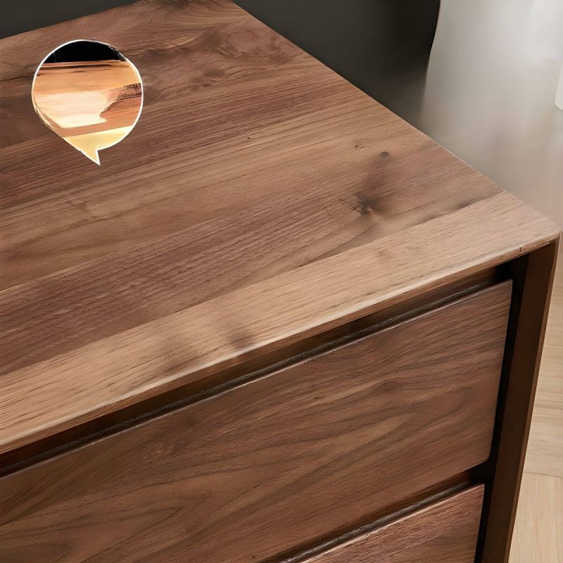 "Good Load Bearing Wood Grain Design Nightstands Solid Wood with Drawer - Rubber"