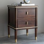 "Compact Solid Wood Two Drawers Nightstand in Brown with Four Legs - 2 Piece Set"