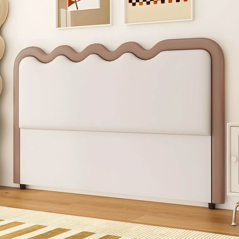 "Rectangular Standard Free-standing Wood Panel Headboard in Modern Style - Brown/ White 59""