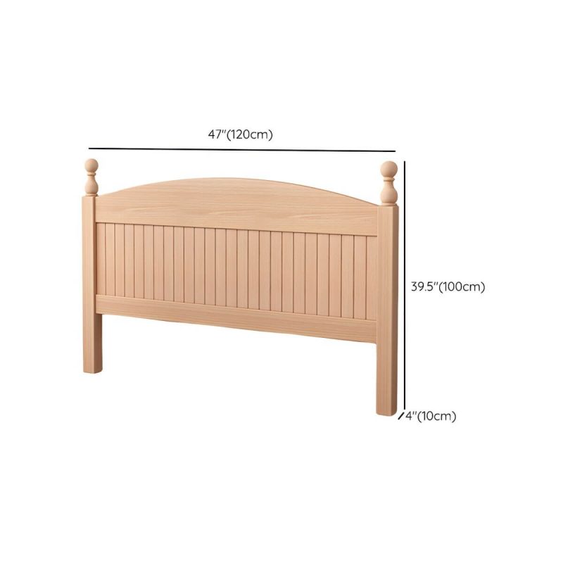 "Dimension of Scandinavian Brown Wood Headboard with Panel Style in Natural - Storage Not Included Arched 47""