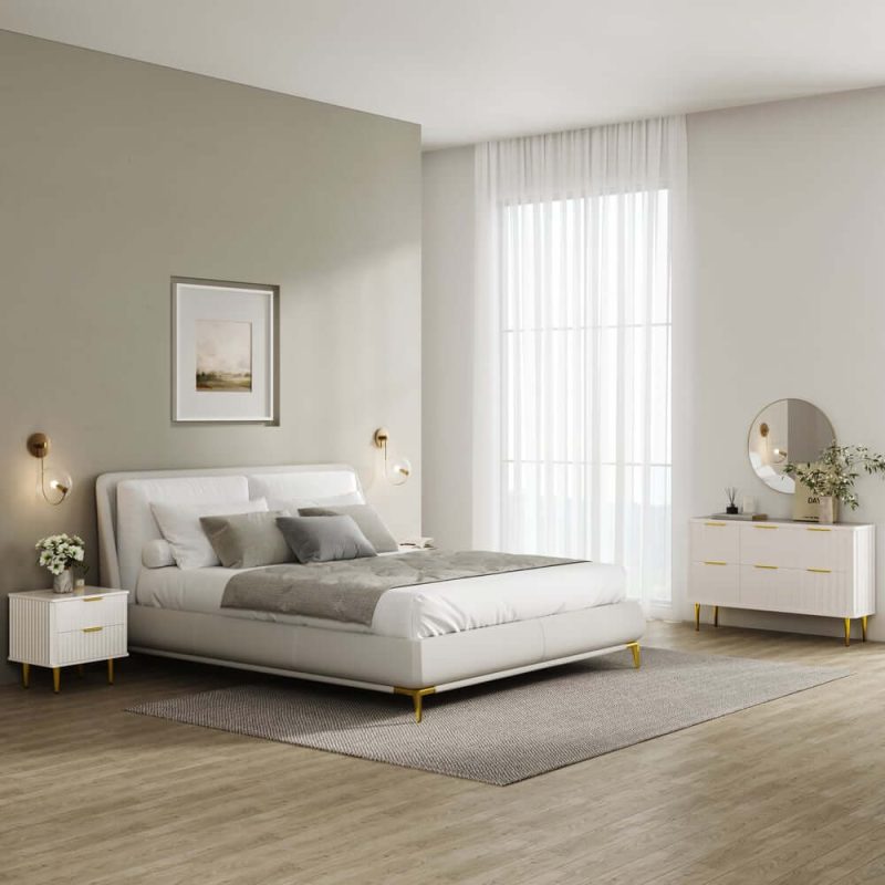 "47" Fluted White 6-Drawer Dresser"
