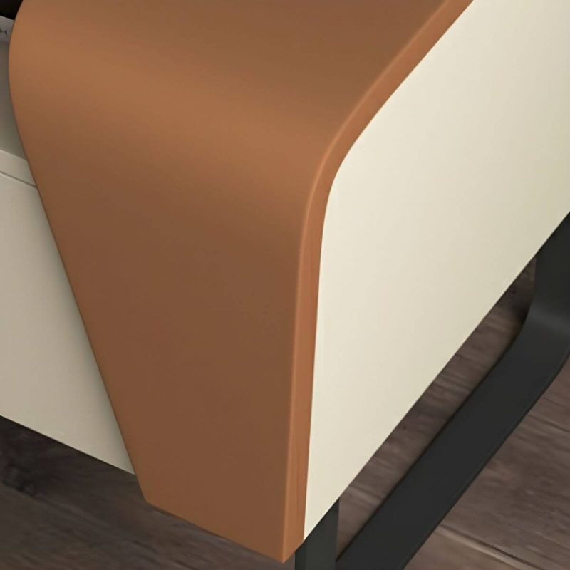 "Chic Modern Wood Bedside Cabinet with One Drawer Storage, Under 21 Inches in Length - Left Light Gray/ Beige"