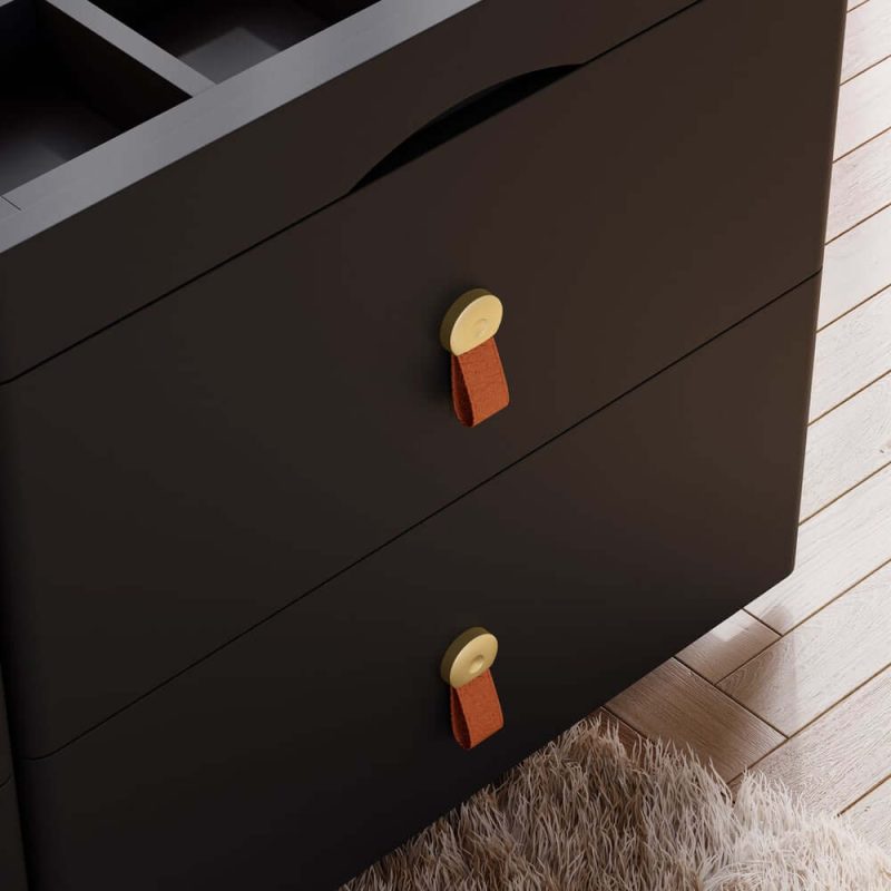 "Chanor 47" Glass Top Black 6-Drawer Dresser"