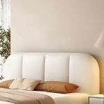"Panel Leather Modern Wood and Upholstered Bed Frame with Headboard - 53""