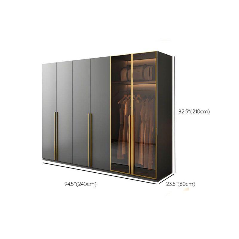 "Dimension of Modern Glass Wardrobe Wardrobe Armoire Wardrobe Cabinet for Home - Armoire 94"L x 24"W x 83"H"
