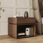 "Elegant Brown Wooden Nightstand with Drawer for Bedroom Storage - 2 Piece Set"
