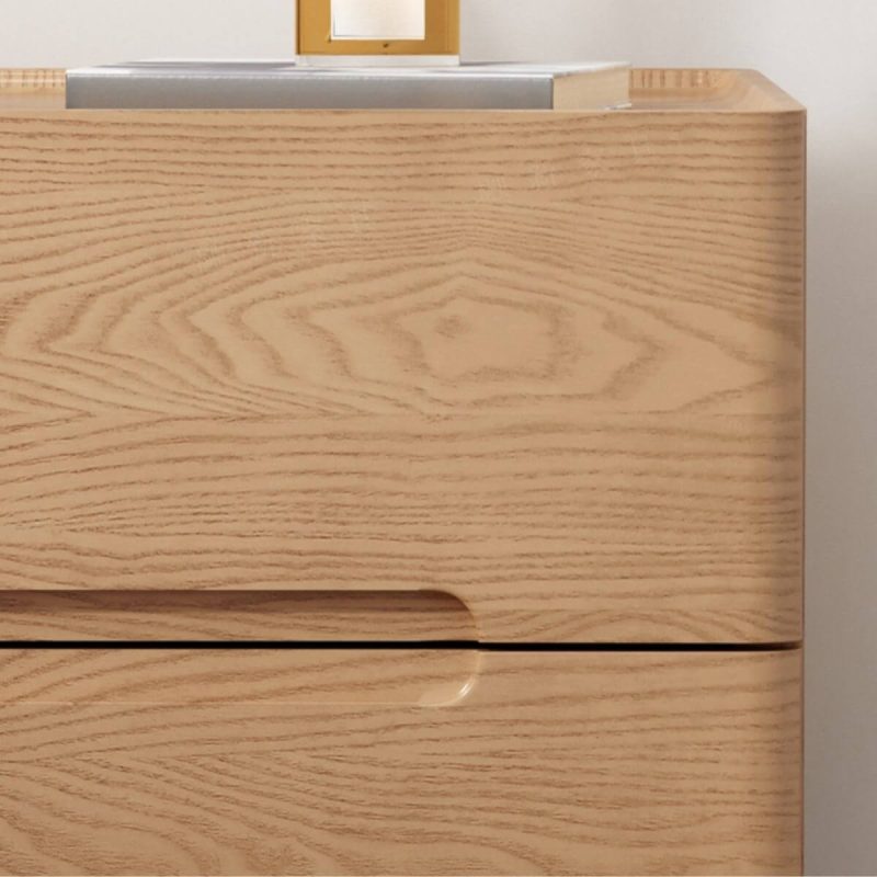 "Modern Ash Wood Wood Grain 2 Tiers Drawer Storage Nightstand, With Locks, 20"L x 16"W x 19"H"
