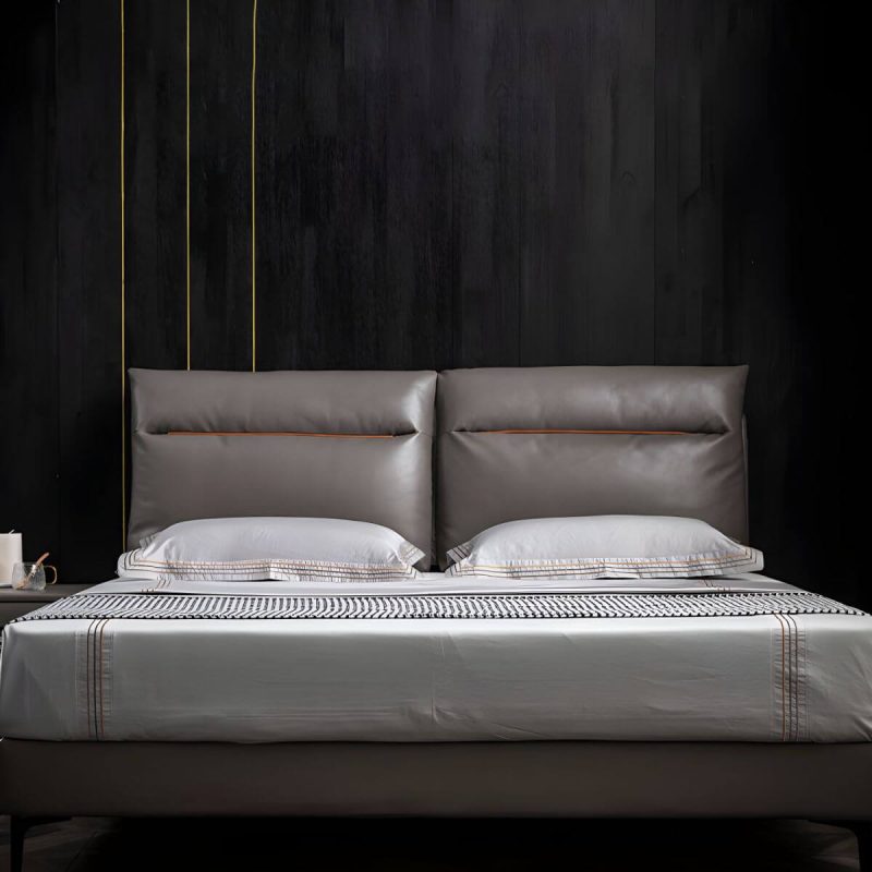 "Glamorous Leather Upholstered Pine Headboard with Rectangular Shape and Panel Design - 71" Pink"
