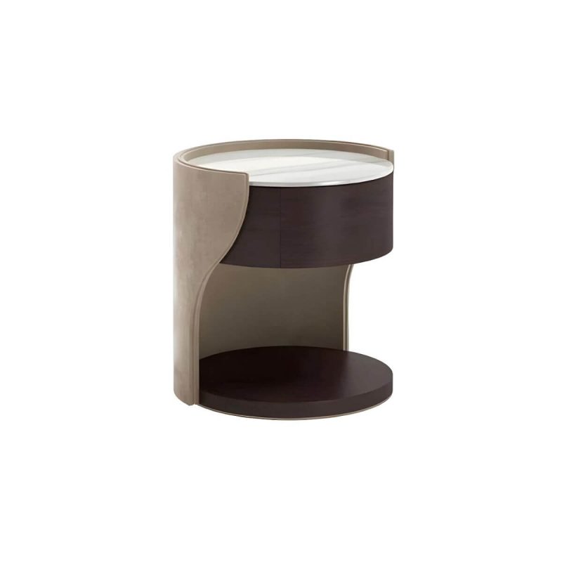 "Faux Leather Nightstand 1 - Drawer Nightstand with Wood Accents - Light Coffee 18"L x 18"W x 23"H"