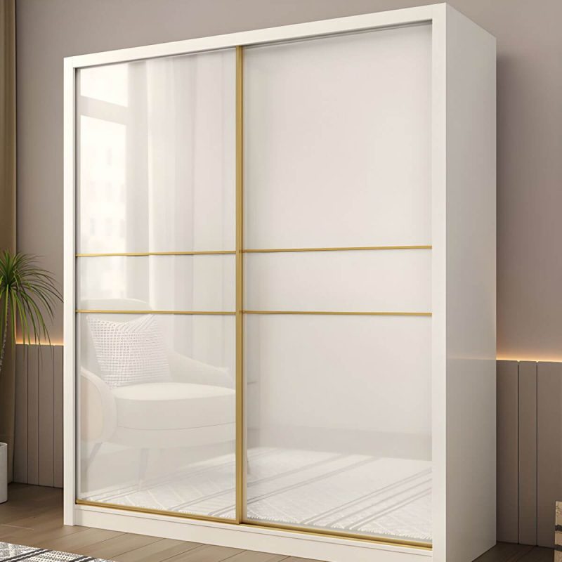 "Contemporary Glossy White Storage Cabinet Manufactured Wood Cabinet for Home - Armoires & Sideboard 47"L x 23"W x 83"H"