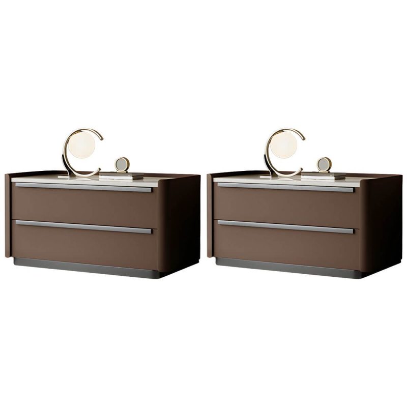 "Modern Wood Nightstand with Drawer Storage, Light Wood Tone & Small Size - Dark Coffee 2 Piece Set 20"L x 16"W x 20"H"