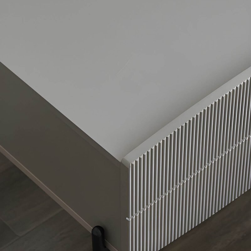"Modern Grey Wood Nightstand with Drawer Storage and Reserve Installation Holes - Grey"