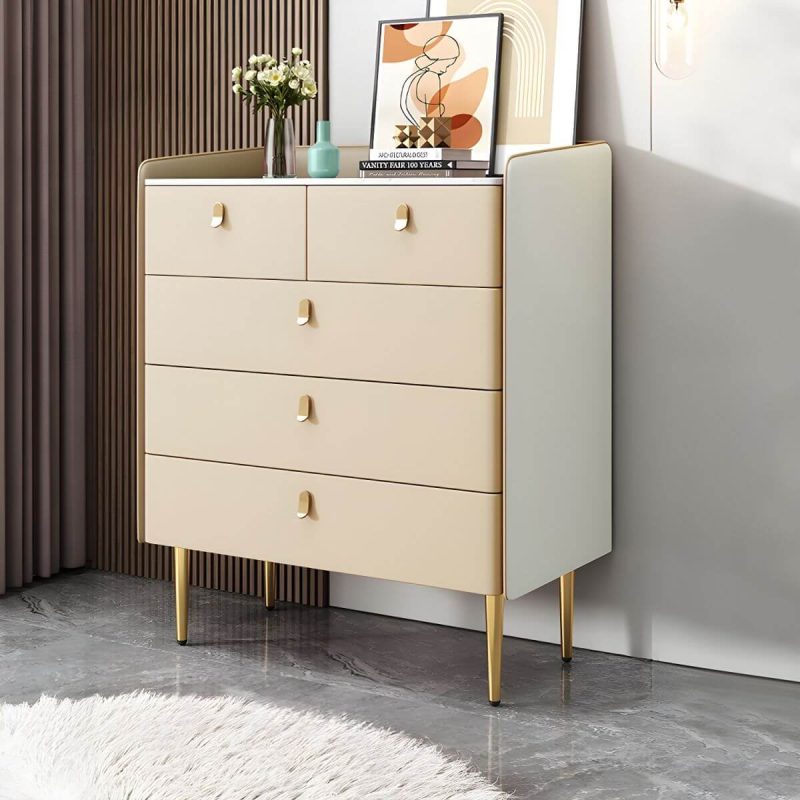 "modern White Slate Countertop Storage Chest Galant Style with Drawers - Champagne 31"L x 16"W x 38"H"