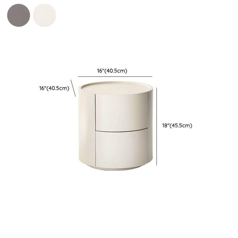 "Dimension of Modern Round Nightstand with Drawers - Narrow Sized for Bedroom - Grey 16"L x 16"W x 18"H"