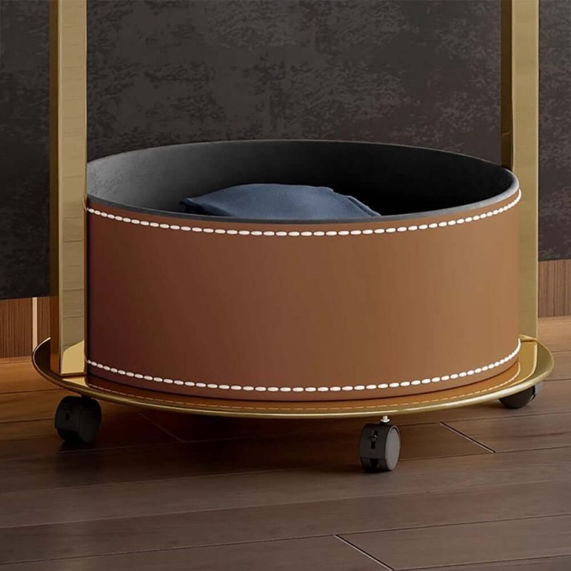 "Coat Rack Stand with 2 Trays Saddle Leather Hall Tree"