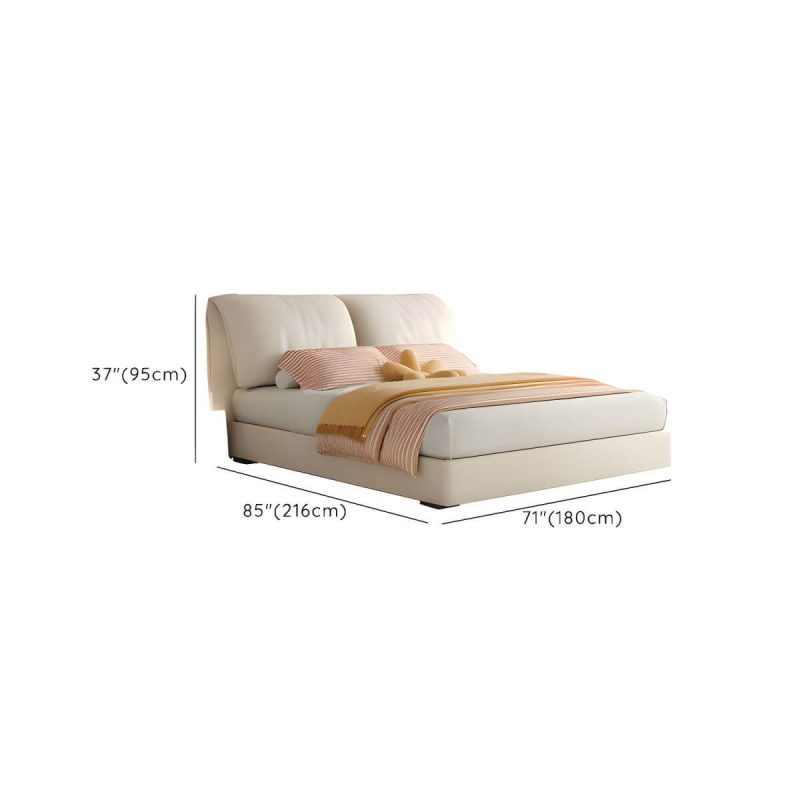 "Dimension of Natural Wood Finish Pallet Bed Frame Composite Wood Panel with Sponge - 71"W x 79"L Storage Included"