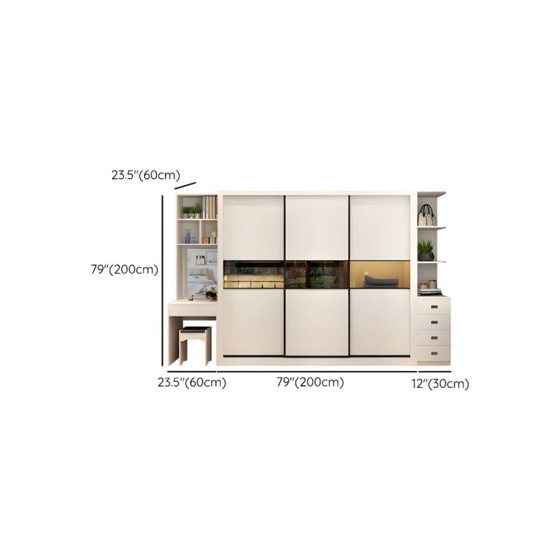 "Dimension of Contemporary Home Engineered Wood Wardrobe Freestanding Wardrobe Closet - Wardrobe & Makeup Vanities & Side Cabinet 79"L x 24"W x 79"H"