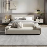 "Modern Solid Color Leather Upholstered Bedroom Bench with Arms - 71"L x 18"W x 22"H Off-White With Back"