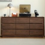 "Simple Sepia Horizontal Wood Console Dresser with 9 Drawers Sleeping Room, 71"L x 16"W x 30"H"