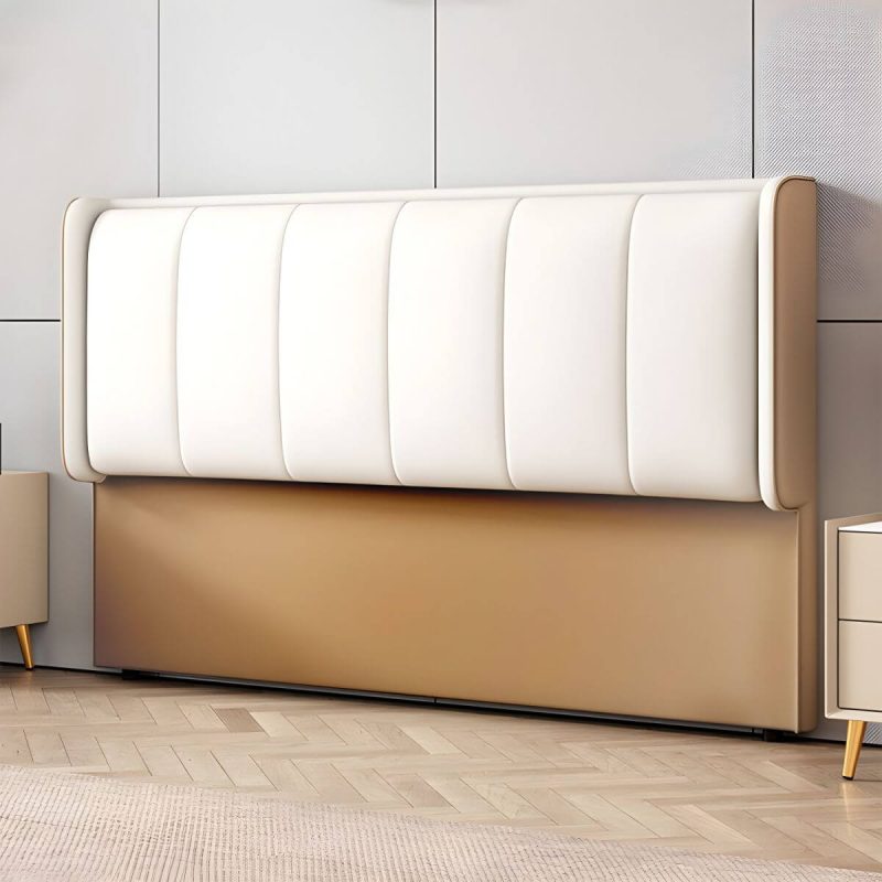 "Elegant Upholstered Headboard with Modern Style and Rectangular Shape - 71" Anti Cat Scratch Leather White/ Coffee"