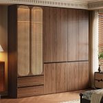 "Taupe Casual Engineered Wood Wardrobe Closet with Soft Close Drawer, Soft Close Door, Interior Shelves, and Hanging Rod, 79"L x 24"W x 94"H"