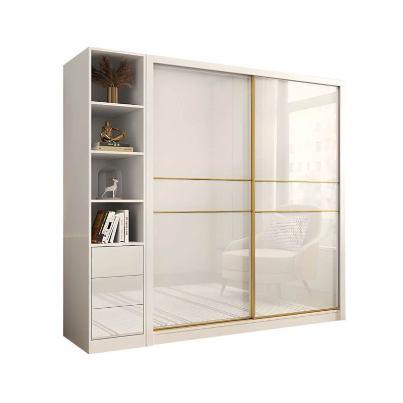 "Contemporary Glossy White Storage Cabinet Manufactured Wood Cabinet for Home - Armoires & Sideboard 47"L x 23"W x 83"H"