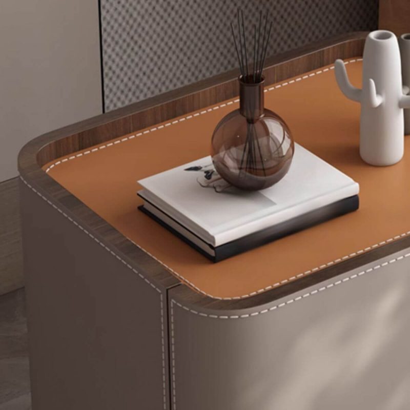 "Cocoa-Colored Simplistic Nightstand With Drawer Storage and Leatherette Countertop - 16"L x 16"W x 20"H"