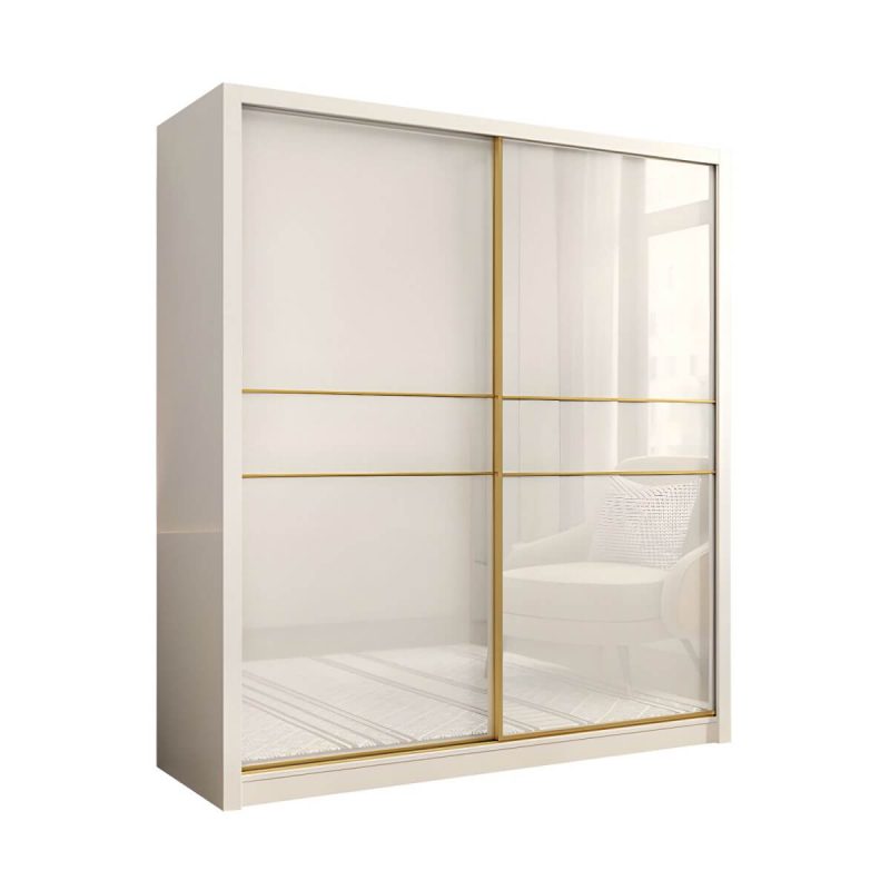 "Contemporary Glossy White Storage Cabinet Manufactured Wood Cabinet for Home - Armoires & Wardrobes 47"L x 23"W x 83"H"