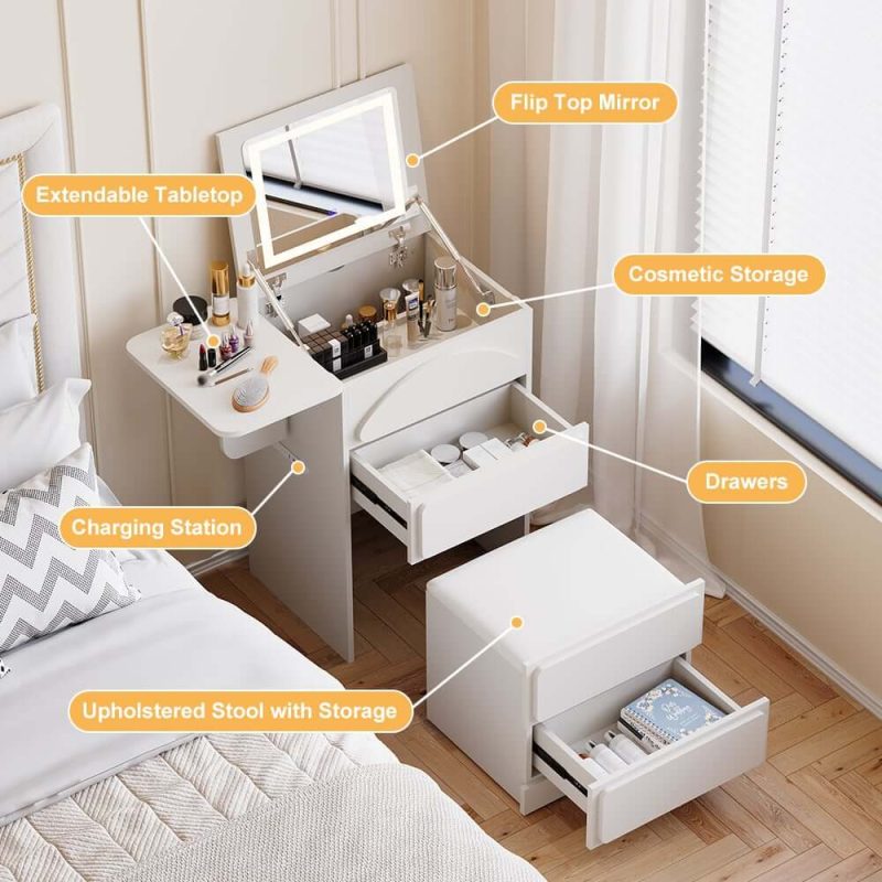 "Mini Smart Makeup Vanity Set with with Mirror & Lights"