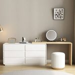 "Scalable & No Floating 2-in-1 Floor Vanity with Push-Pull Drawers Bedroom Makeup Vanity, 6 Drawers, 94.5"L x 15.7"W x 29.5"H"
