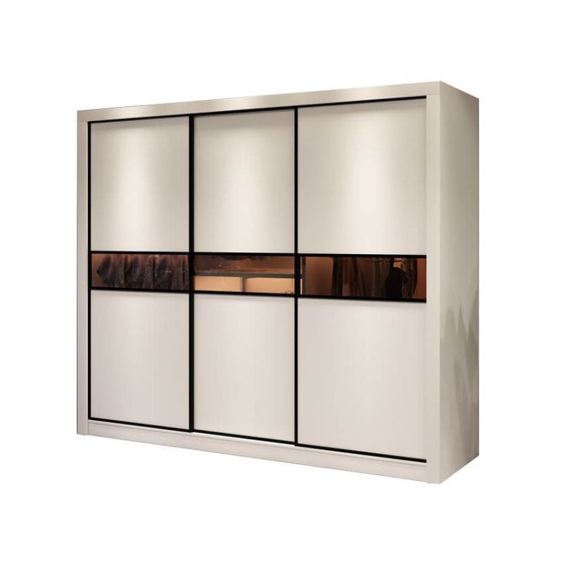 "White Wood Wardrobe Closet with Compartments, Interior Shelves, Casual Style, and Hanging Rod, 87"L x 24"W x 79"H"