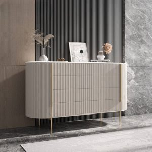 "Sintered Stone Luxurious Wardrobe Chest with 2 Cabinets and 2 Interior Shelves for Bedroom - White 35.4"L x 15.7"W x 41.3"H"