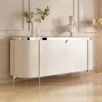 "Compact Modern Wood Combo Dresser with Shelves - Space-Saving Storage Solution - White 2 47"L x 16"W x 35"H"