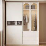 "Casual White Wood Wardrobe Closet with 3 Drawers, Interior Shelves, and Hanging Rod, 79"L x 24"W x 79"H"