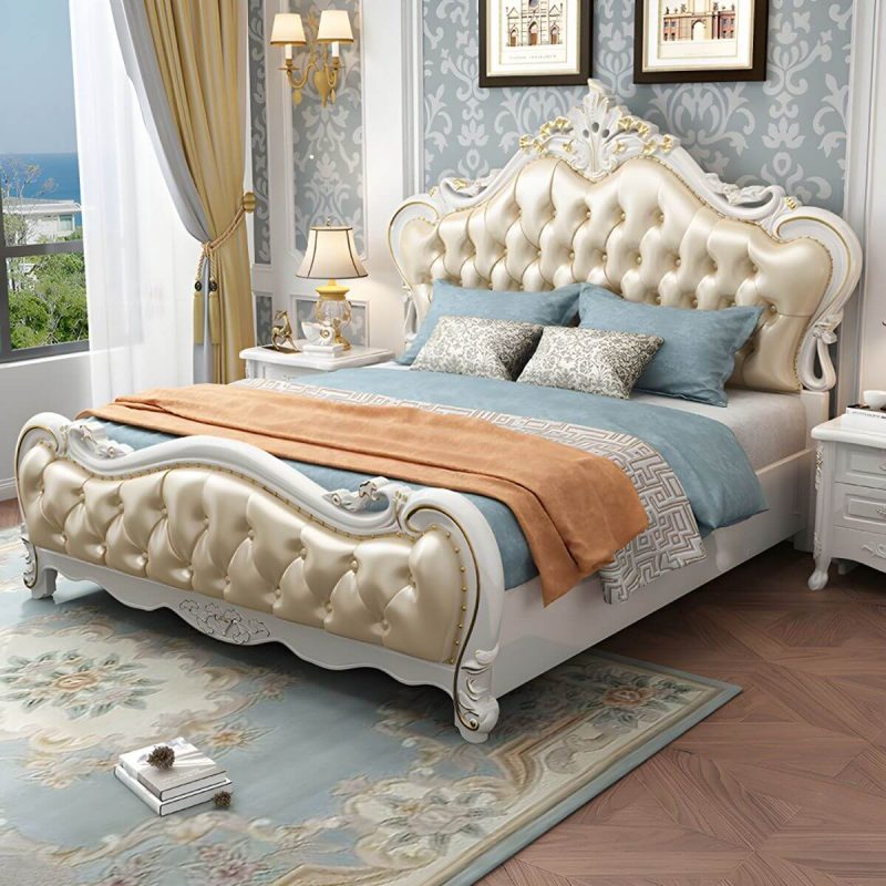 "Beige Upholstered Tufted Standard Bed Genuine Leather Low Bed Frame with Storage - Lift Up Storage Single Bed Unavailable Unavailable"