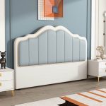 "Minimalist Free-standing Standard Full XL(54"W x 80"L) Camelback Panel No Distressing With Legs in Pine, White-Blue, 71""
