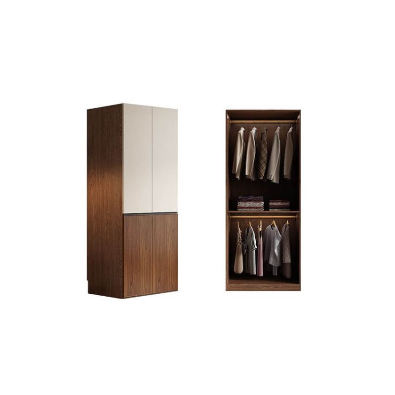"Multi-Color Casual Wood Wardrobe Closet with Soft Close Door, Interior Shelves, and Hanging Rod, 31.5"L x 23.5"W x 79"H"