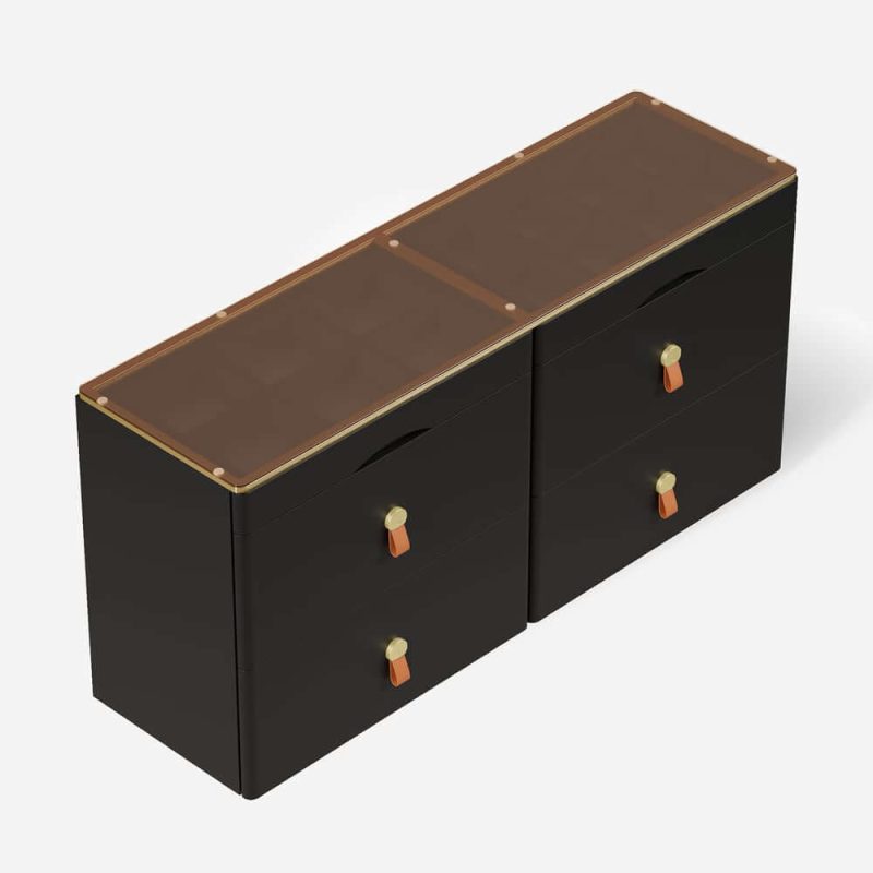 "Chanor 47" Glass Top Black 6-Drawer Dresser"