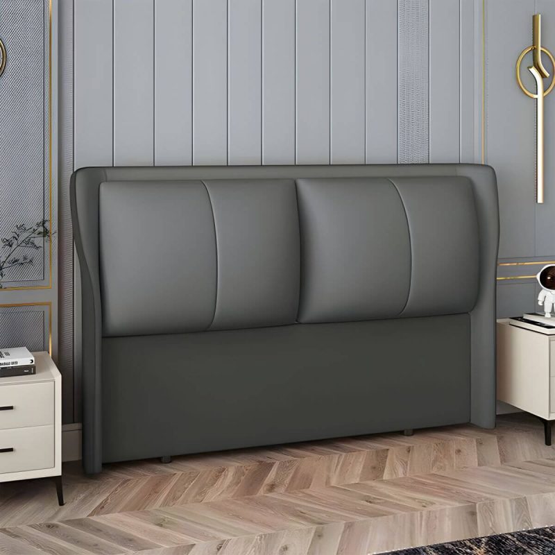 "Modern Upholstered Wingback Headboard with Legs and Rectangular Shape - 71" Silicone Rubber Dark Gray"