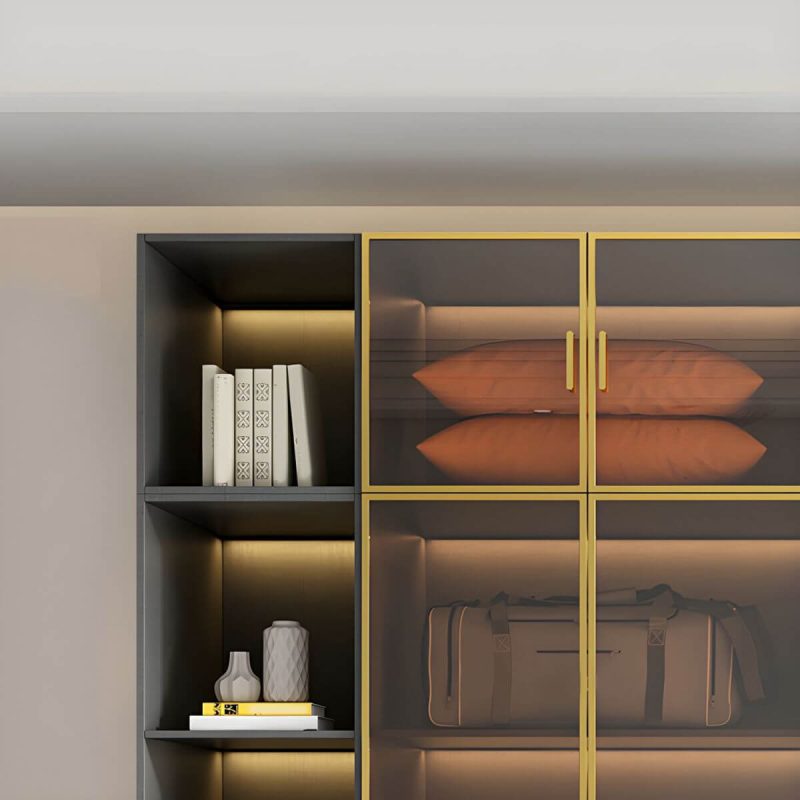 "Modern Glass Wardrobe Wardrobe Armoire Wardrobe Cabinet for Home - Armoire 110.2"L x 23.6"W x 82.7"H"